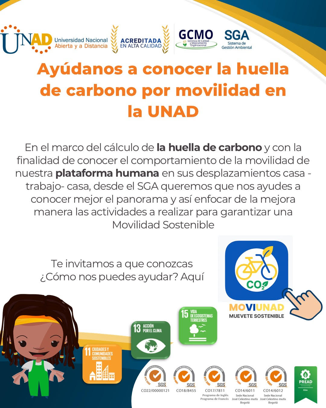 ayudanos a conocer la huella de carbono por movilidad en la unad